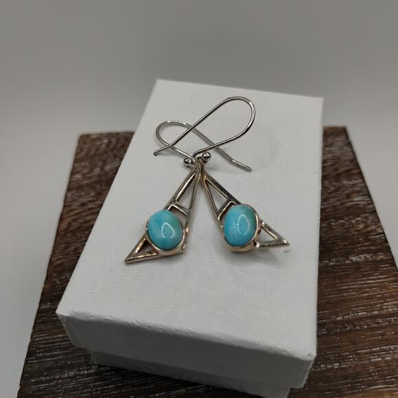Larimar and Sterling Silver Earrings - Picture 2 of 5